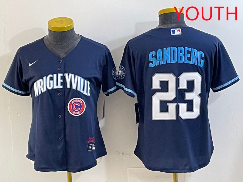Youth Chicago Cubs #23 Sandberg Blue City Edition Game 2025 Nike MLB Jersey style 7->youth mlb jersey->Youth Jersey
